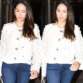 Mira Rajput in her chic feathery jacket and denim jeans proves that white is always right for dates