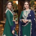 Aditi Rao Hydari’s regal blue and green kalidar sharara set with gold embroidery is the perfect Eid ensemble for new brides