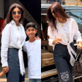 Shilpa Shetty Kundra keeps things comfortably cool in a blue and white airport look with classy Hermès bag 