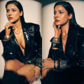 Shehnaaz Gill looks unapologetically fierce in an all-black outfit ft latex jacket with trail - 