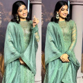 Rashmika Mandanna's jade green anarkali is a must-have for newly-wed brides for their wedding trousseau 