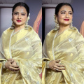 Evergreen style icon Rekha is a portrait of elegance in an exquisite gold silk saree at Heeramandi premier