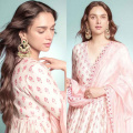 Aditi Rao Hydari radiates elegance in regal chanderi silk pink Pakeezah Angrakha set perfect for intimate gatherings