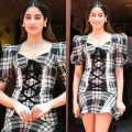 Janhvi Kapoor combines elegance with sensuality in Alessandra Rich's plaid check lace-up mini-dress