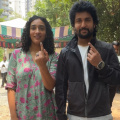 VIDEO: Jersey actor Nani papped with wife Anjana at polling booth; pose with inked fingers