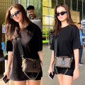 Tara Sutaria wears oversized tee, cycling shorts to airport; sets inspo for your next Goa vacay look