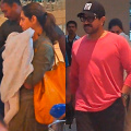 Ram Charan with Upasana and Klink Kaara returns to Hyderabad airport after a short trip to Muscat
