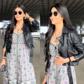 Shruti Haasan redefines airport style in printed midi dress with black leather jacket and matching boots