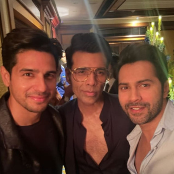 Karan Johar posing with his OG students Sidharth Malhotra, Varun Dhawan makes us manifest their reunion on-screen: PIC