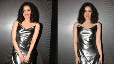 Shraddha Kapoor looks oh-so-hot in a silver cowl neck satin slip dress 