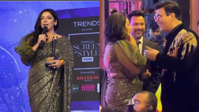  Pinkvilla Screen and Style Icons Awards: Karan Johar hugs Rupali Ganguly after she wins Best Female Actor award; WATCH