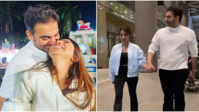 WATCH: Lovebirds Arbaaz Khan and Sshura Khan spotted exiting Mumbai airport hand-in-hand