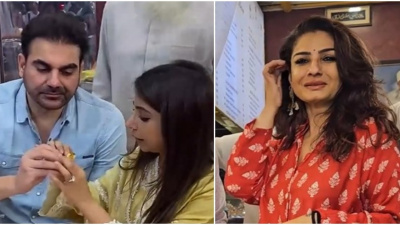 WATCH: Arbaaz Khan feeds wife Sshura Khan, Raveena Tandon clicks selfie with cute fan at Iftaar party