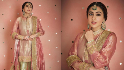 Sara Ali Khan adds Midas touch to Anant-Radhika’s pre-wedding gala outfit with zardosi gold border from grandmom Sharmila Tagore’s closet