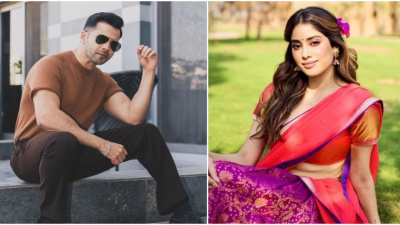 PICS: Varun Dhawan gets scolded by Bawaal co-star Janhvi Kapoor for not tying his laces