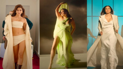 Decoding Kareena Kapoor, Tabu, and Kriti Sanon's luxury fashion from Crew song Naina
