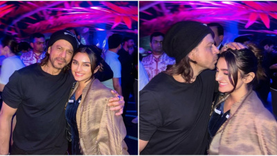 PICS: Shah Rukh Khan is all smiles as he poses with Javed Jaffrey's daughter Alaviaa; latter calls him 'the best'