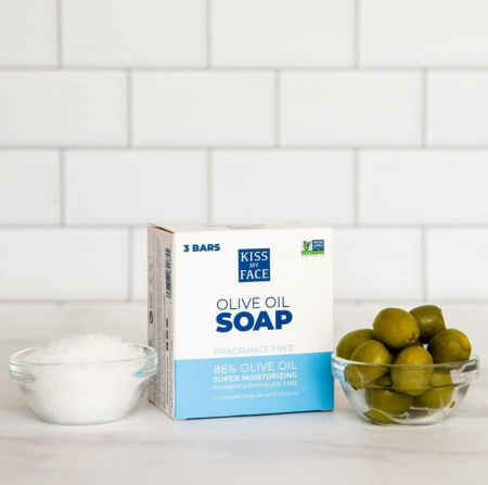 KISS MY FACE Olive Oil Fragrance-Free Bar Soap (Pack of 3)