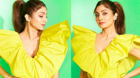 Shilpa Shetty styles Liina Stein's luxurious Charme Du Soliel ruffled gown  with side slit to pure perfection | PINKVILLA