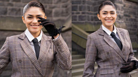 Mrunal Thakur aces androgynous mood with some mystique gloves, custom power  suit from Manika Nanda | PINKVILLA