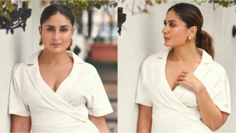 Kareena Kapoor Khan serves elegance in white wrap-around dress with thigh-high  slit, deep v-neck by Cult Gaia | PINKVILLA