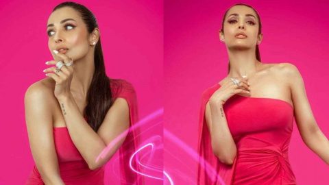 Malaika Arora personifies pink passion in maxi-dress from Club London,  featuring an one-shoulder twist design | PINKVILLA