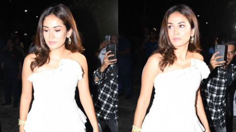 Mira Rajput teams strapless mini, frilly detail dress with Dior Saddle Bag  and it is the ultimate party look | PINKVILLA