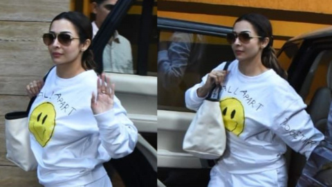 Malaika Arora's white oversized sweatshirt and joggers is the perfect  athleisure wear outfit | PINKVILLA