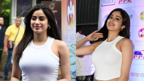 Janhvi Kapoor sports ultimate casual look in white top, flared pants with pricey Saint Laurent heels; See cost | PINKVILLA