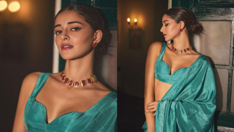 Ananya Panday's teal blue saree worth Rs 14,975 is perfect for Raksha  Bandhan 2023 | PINKVILLA