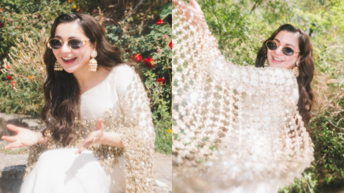 Hania Aamir brings fresh wedding fashion trend, wears mirror jaal veil with white kurta and sharara | PINKVILLA