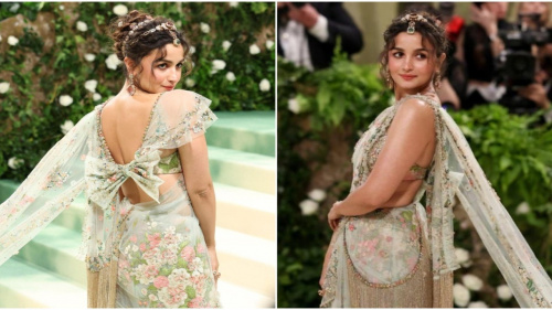 Met Gala 2024: Alia Bhatt gets loudest cheer by international paparazzi as  she stuns in floral saree; WATCH | PINKVILLA