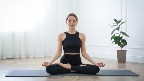 Meditating Human in Lotus Pose. Yoga Illustration Stock Vector -  Illustration of fitness, balance: 122514627