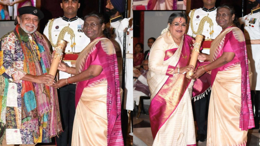 WATCH: Mithun Chakraborty and Usha Uthup receive Padma Bhushan at Rashtrapati Bhavan