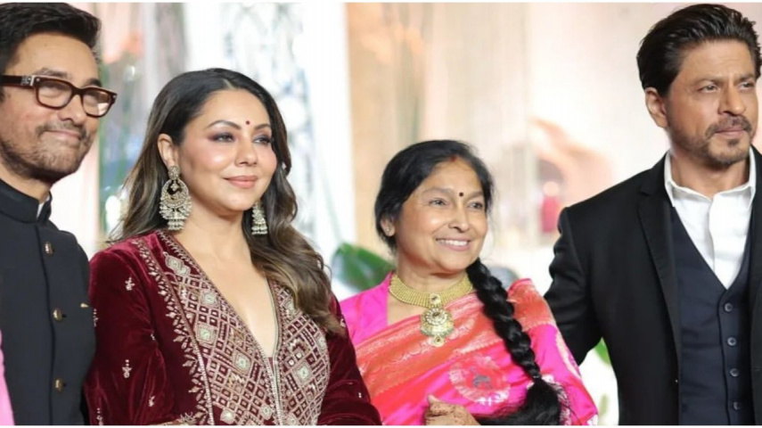 Ira Khan and Nupur Shikhare’s Wedding Reception: Shah Rukh Khan-Gauri look elegant; duo poses with Aamir Khan, groom's mom