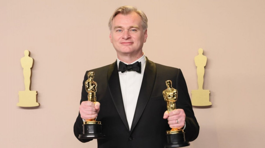 Christopher Nolan Meets School Friend At Oscars Press Room