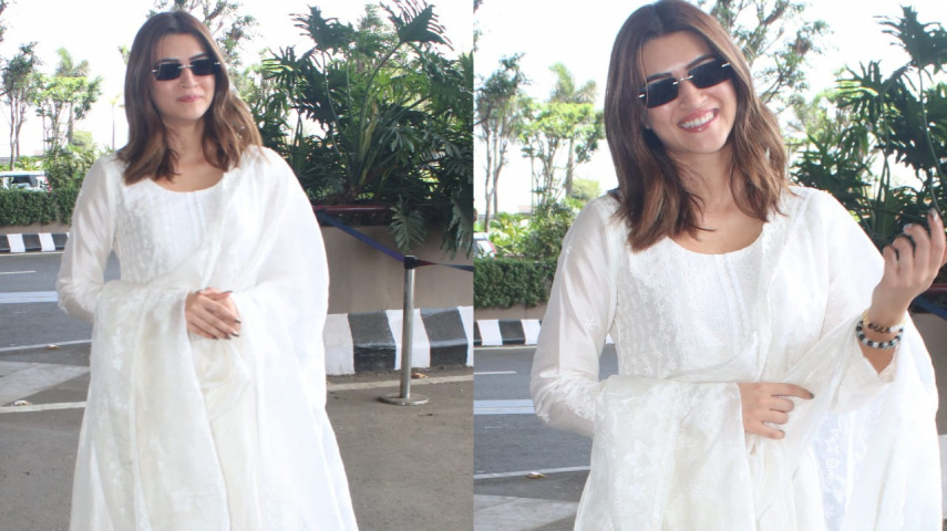 Kriti Sanon in white kurta set at airport 