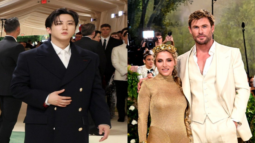 Changbin of Stray Kids, Chris Hemsworth and Elsa Pataky; Image: Getty Images
