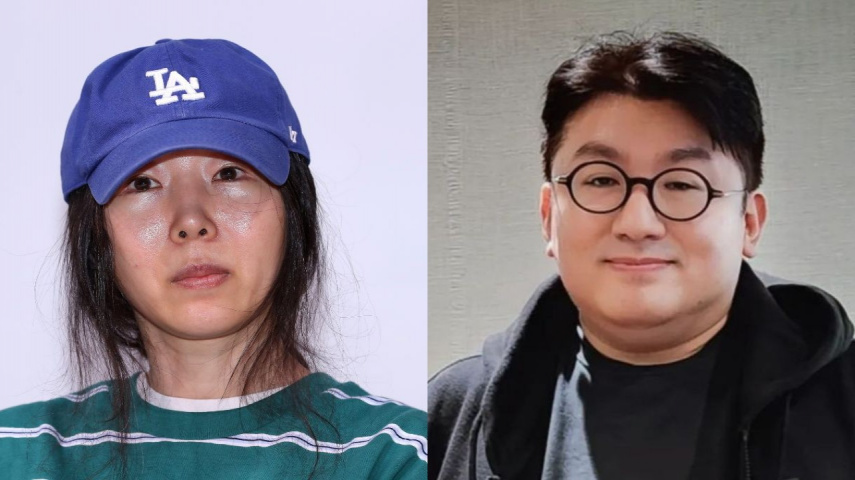 ADOR's CEO Min Hee Jin at the April 25 press convention: Getty Image, HYBE Chairman Bang Si Hyuk: Bang Si Hyuk's Instagram