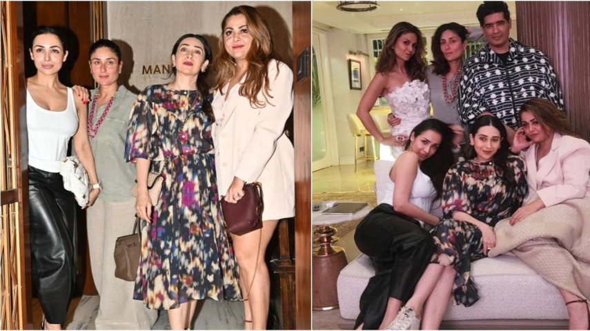 WATCH: Kareena Kapoor poses alongside Karisma Kapoor, Malaika Arora, Amrita Arora at Manish Malhotra's house