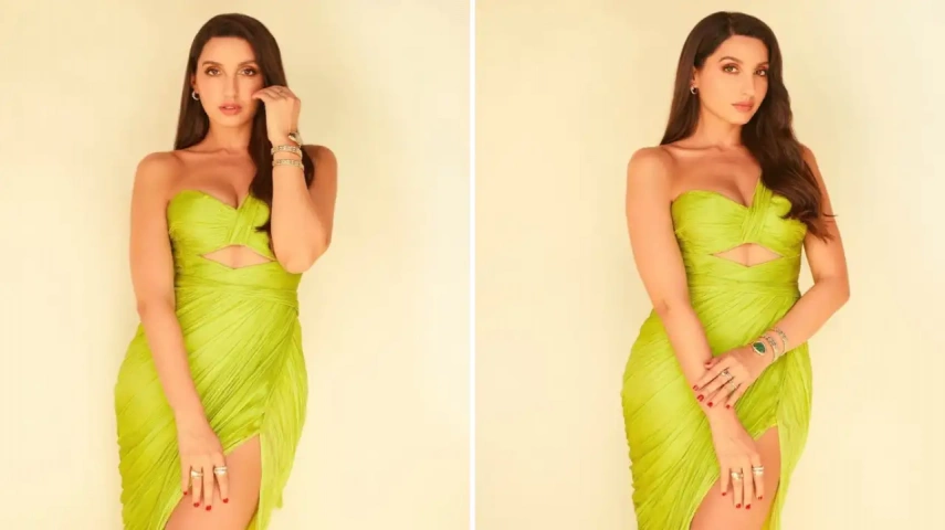 Nora Fatehi's Maria Lucia Hohan one-shoulder gown brings a party of ruched royalty