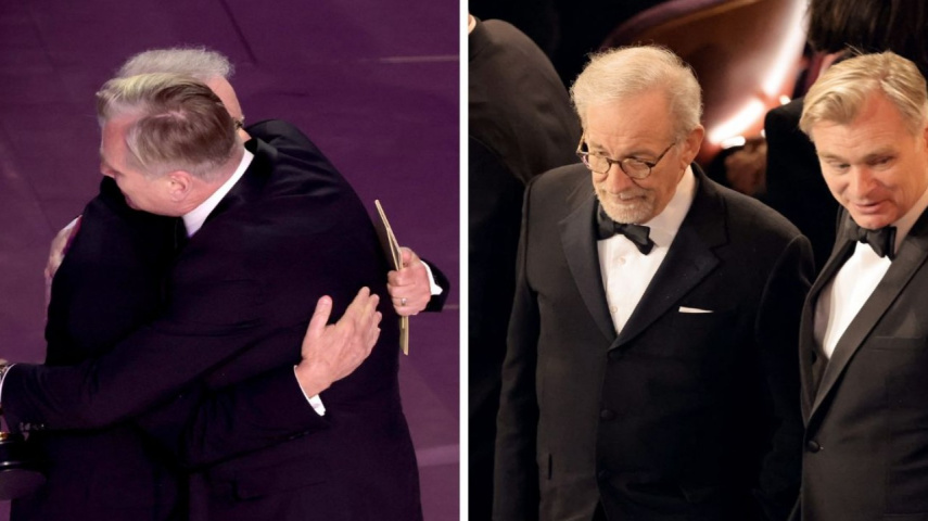 Christopher Nolan hugs Steven Spielberg at Oscars 2024
