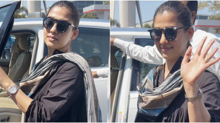 Nayanthara keeps her airport look simple in a black suit as she arrives in Mumbai; Watch