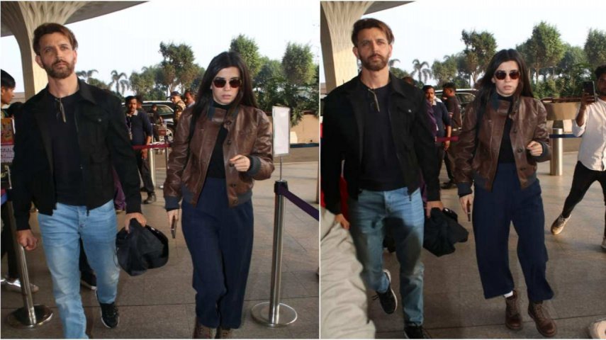 Hrithik Roshan-Saba Azad set couple fashion goals at Mumbai Airport-WATCH