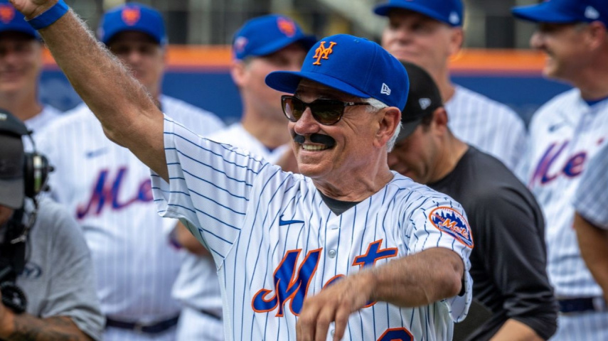 Bobby Valentine while wearing a fake moustache [Credit-Getty Images]