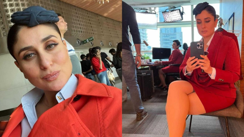 Crew: Kareena Kapoor Khan looks stylish in red suit as she drops BTS PICS ft Tabu; fans say 'Can't wait to board'