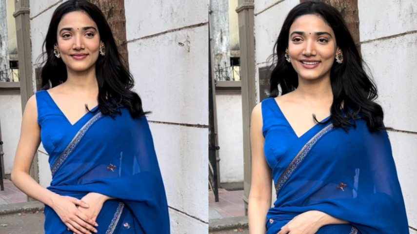 Medha Shankar in blue saree