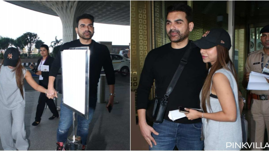 Newlyweds Arbaaz Khan-Sshura Khan walk hand-in-hand as they are spotted at Mumbai Airport