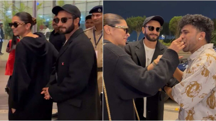 Deepika Padukone cuts cake with paps; spotted with Ranveer Singh at Mumbai airport