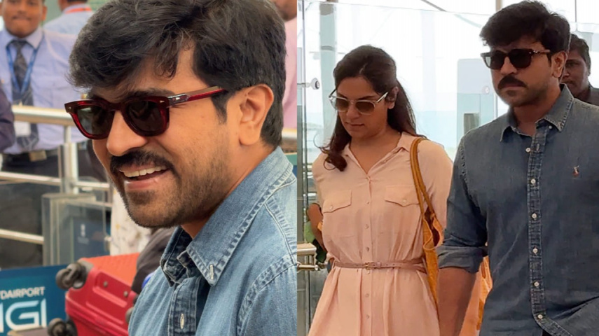 Ram Charan is all-smiles as he jets off to Delhi to attend Padma Vibhushan awards with wife